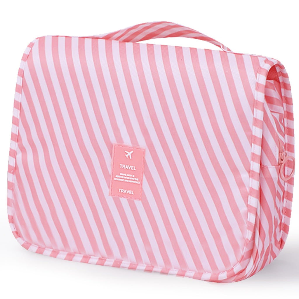 Travel Toiletry Organizer Bag Pink-strip