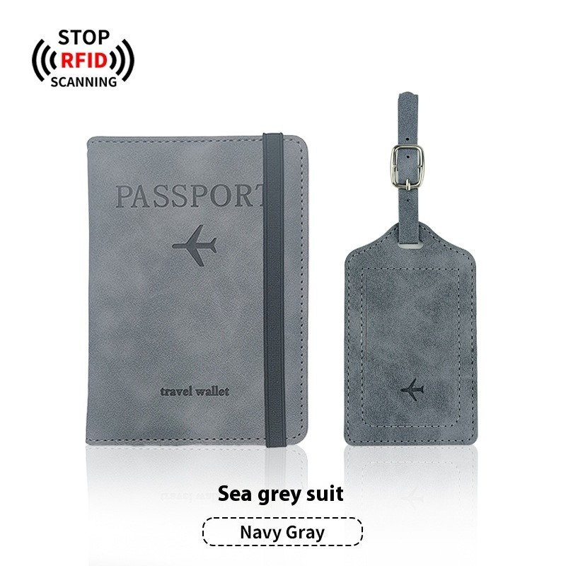 Leather Passport Holder & Luggage Tag Set PU
