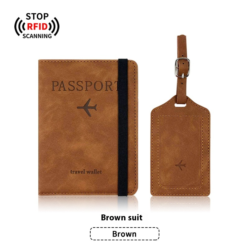 Leather Passport Holder & Luggage Tag Set PU