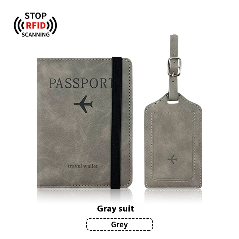 Leather Passport Holder & Luggage Tag Set PU