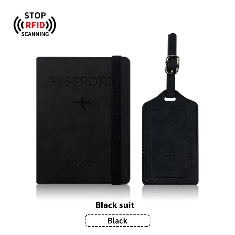 Leather Passport Holder & Luggage Tag Set PU