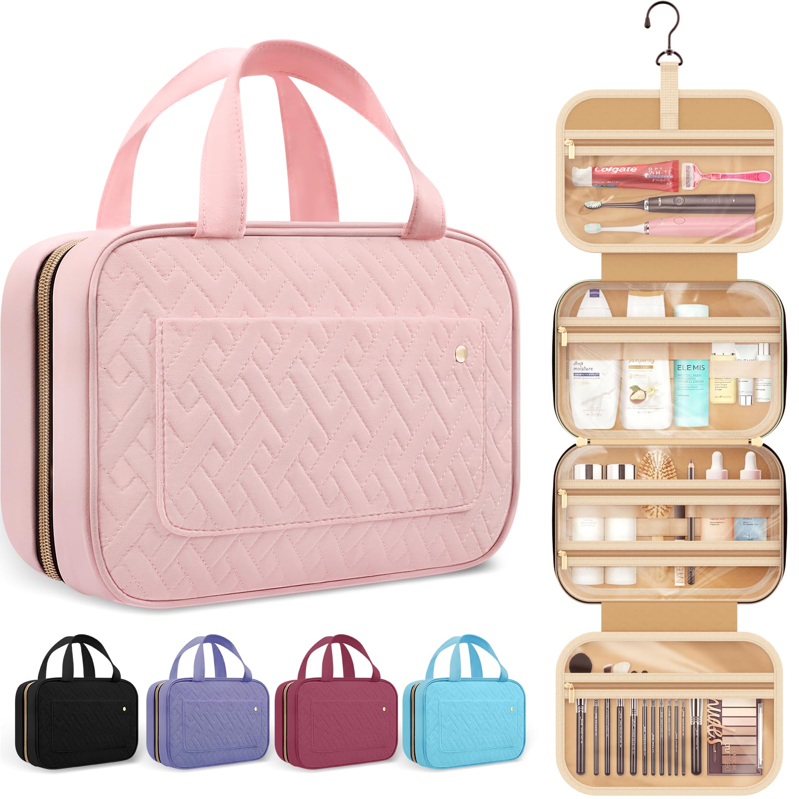 Travel Toiletry Bag for Women with Hanging Hook