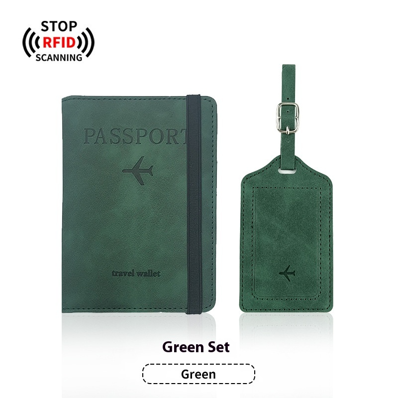 Leather Passport Holder & Luggage Tag Set PU