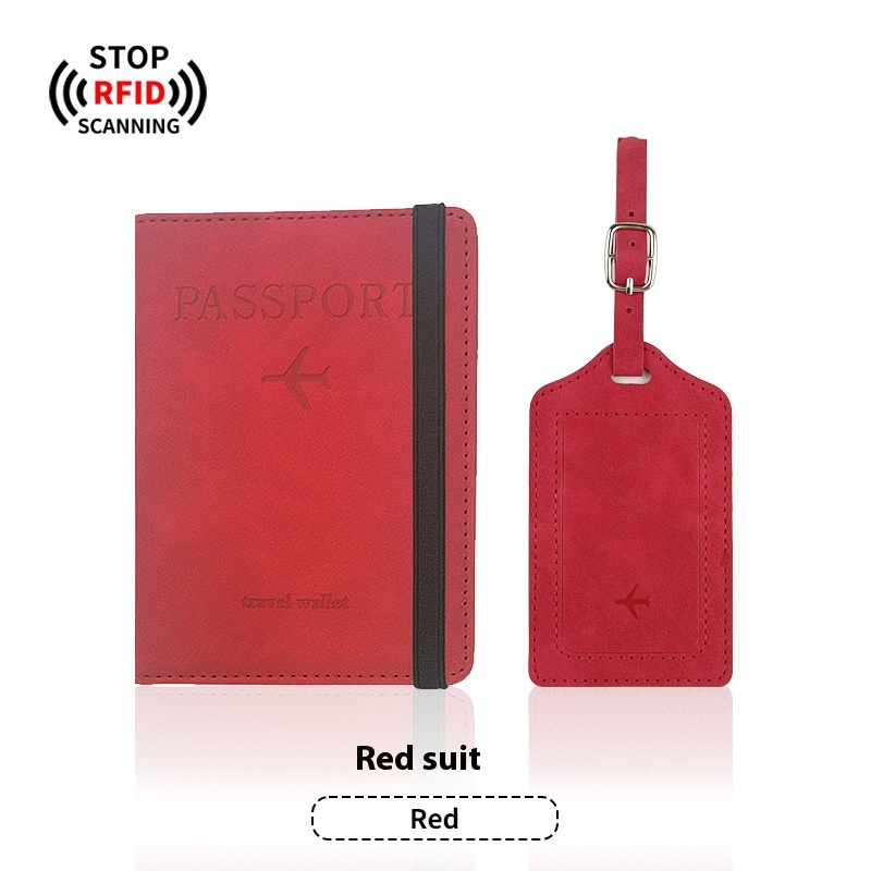 Leather Passport Holder & Luggage Tag Set PU