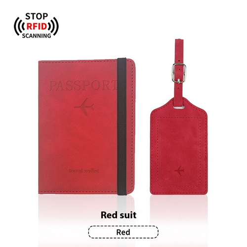 Leather Passport Holder & Luggage Tag Set PU